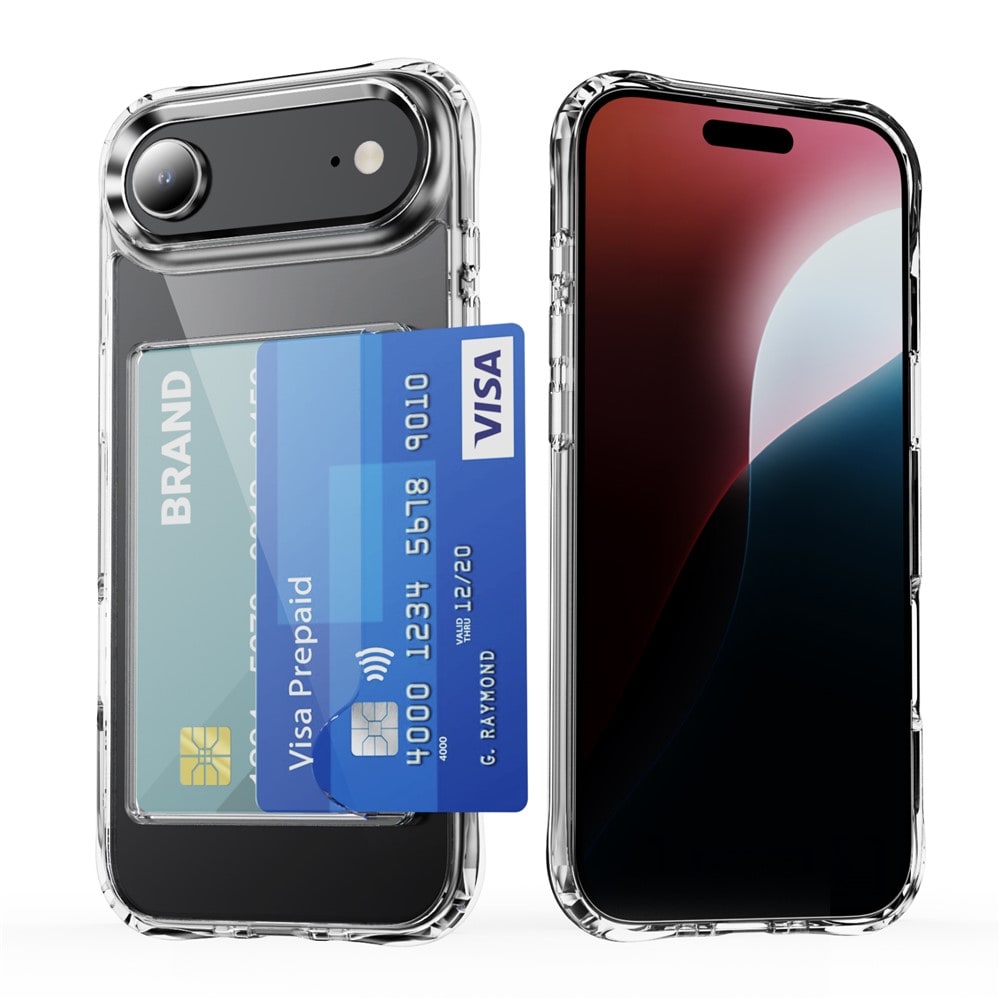 iPhone 17 Air Hybridcover med indbygget kortholder, Gennemsigtig