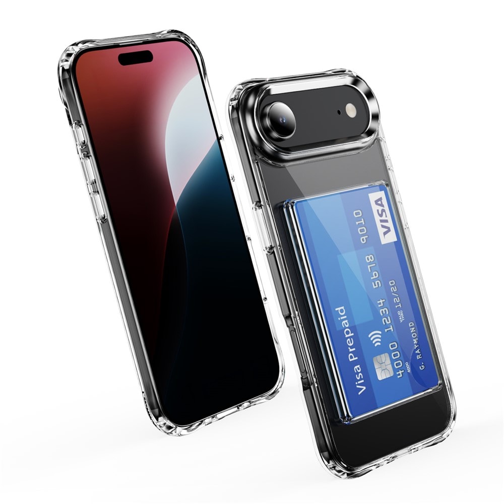 iPhone 17 Air Hybridcover med indbygget kortholder, Gennemsigtig