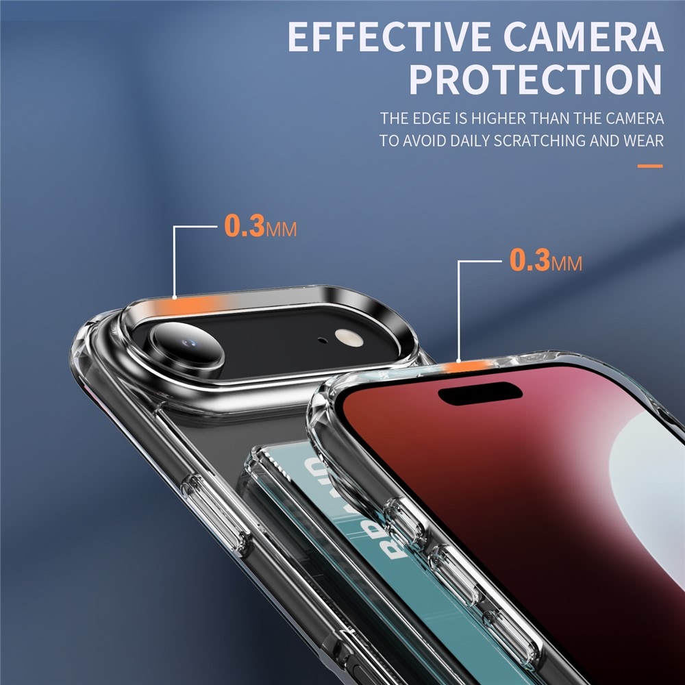 iPhone 17 Air Hybridcover med indbygget kortholder, Gennemsigtig