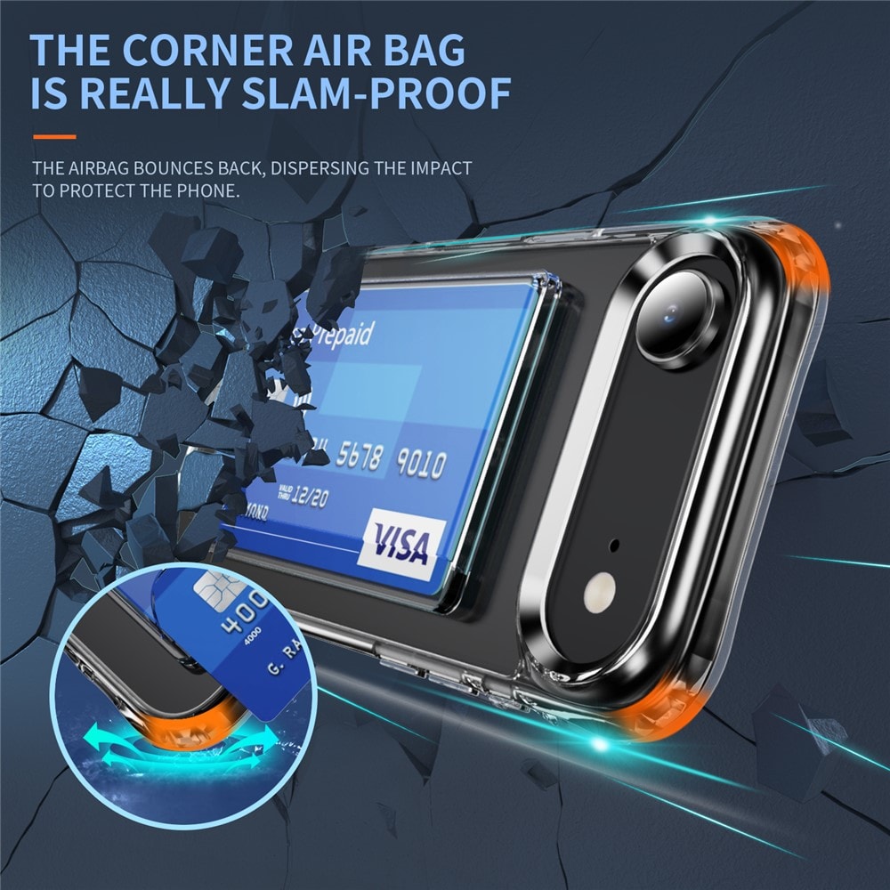 iPhone 17 Air Hybridcover med indbygget kortholder, Gennemsigtig
