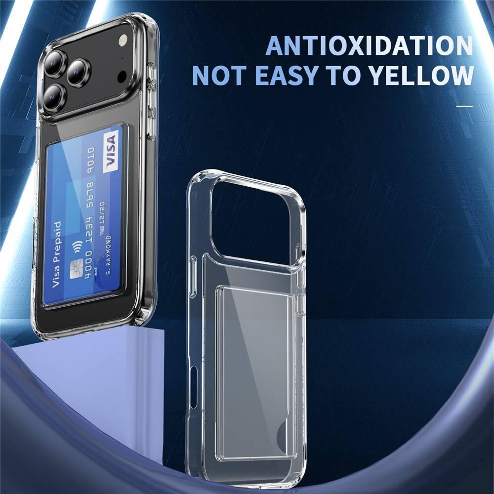 iPhone 17 Pro Hybridcover med indbygget kortholder, Gennemsigtig