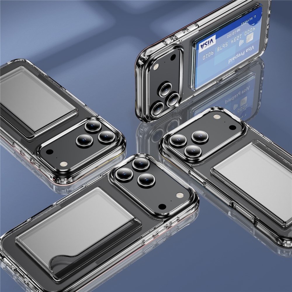 iPhone 17 Pro Hybridcover med indbygget kortholder, Gennemsigtig