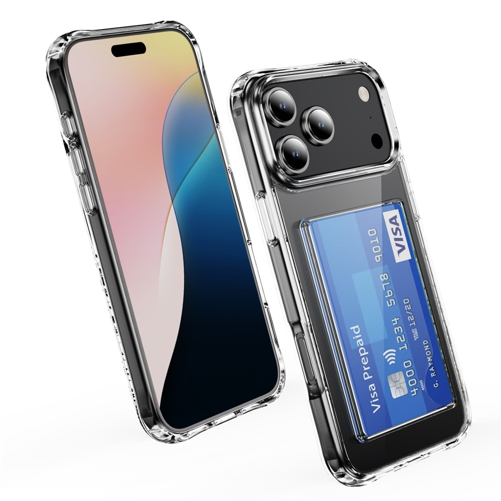 iPhone 17 Pro Max Hybridcover med indbygget kortholder, Gennemsigtig