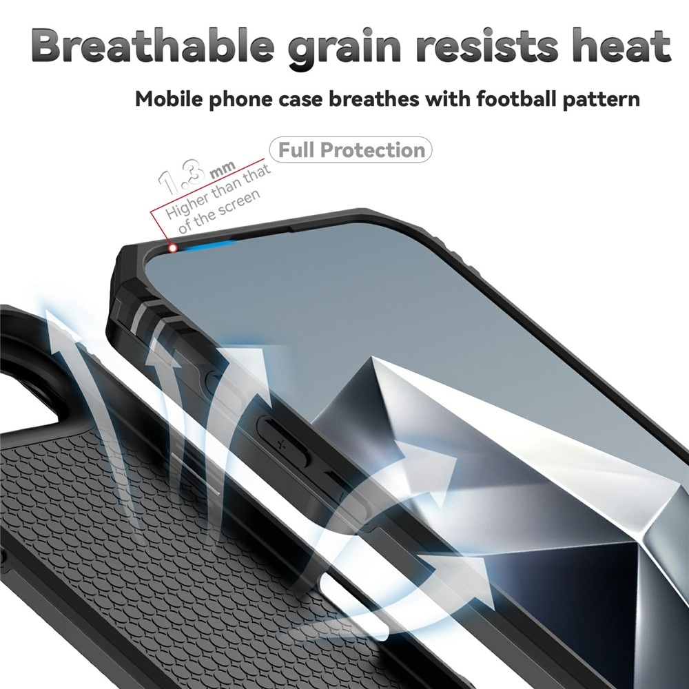 iPhone 17 Air Cover med kamerabeskyttelse & fingerring, Sort