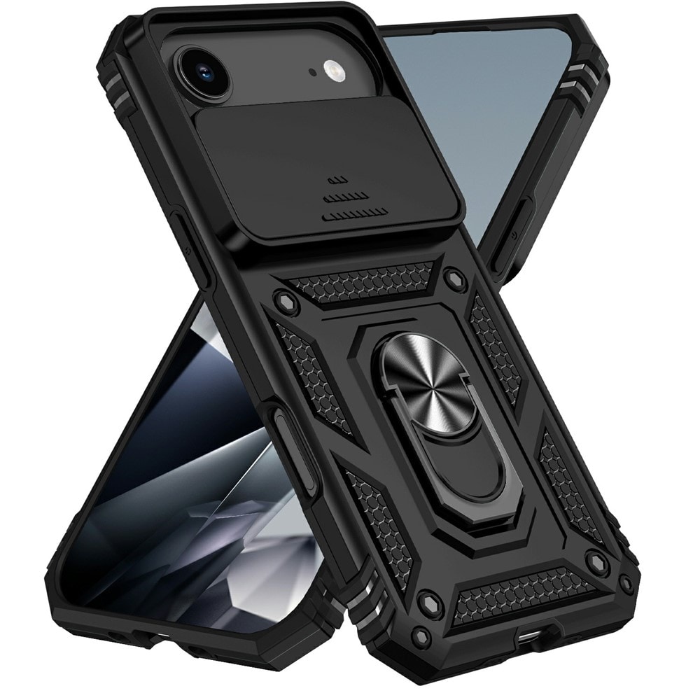 iPhone 17 Air Cover med kamerabeskyttelse & fingerring, Sort