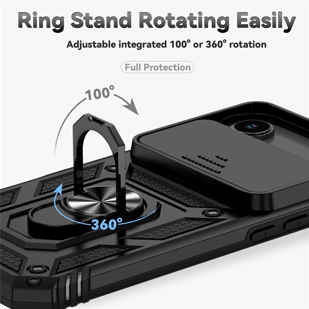 iPhone 17 Air Cover med kamerabeskyttelse & fingerring, Sort
