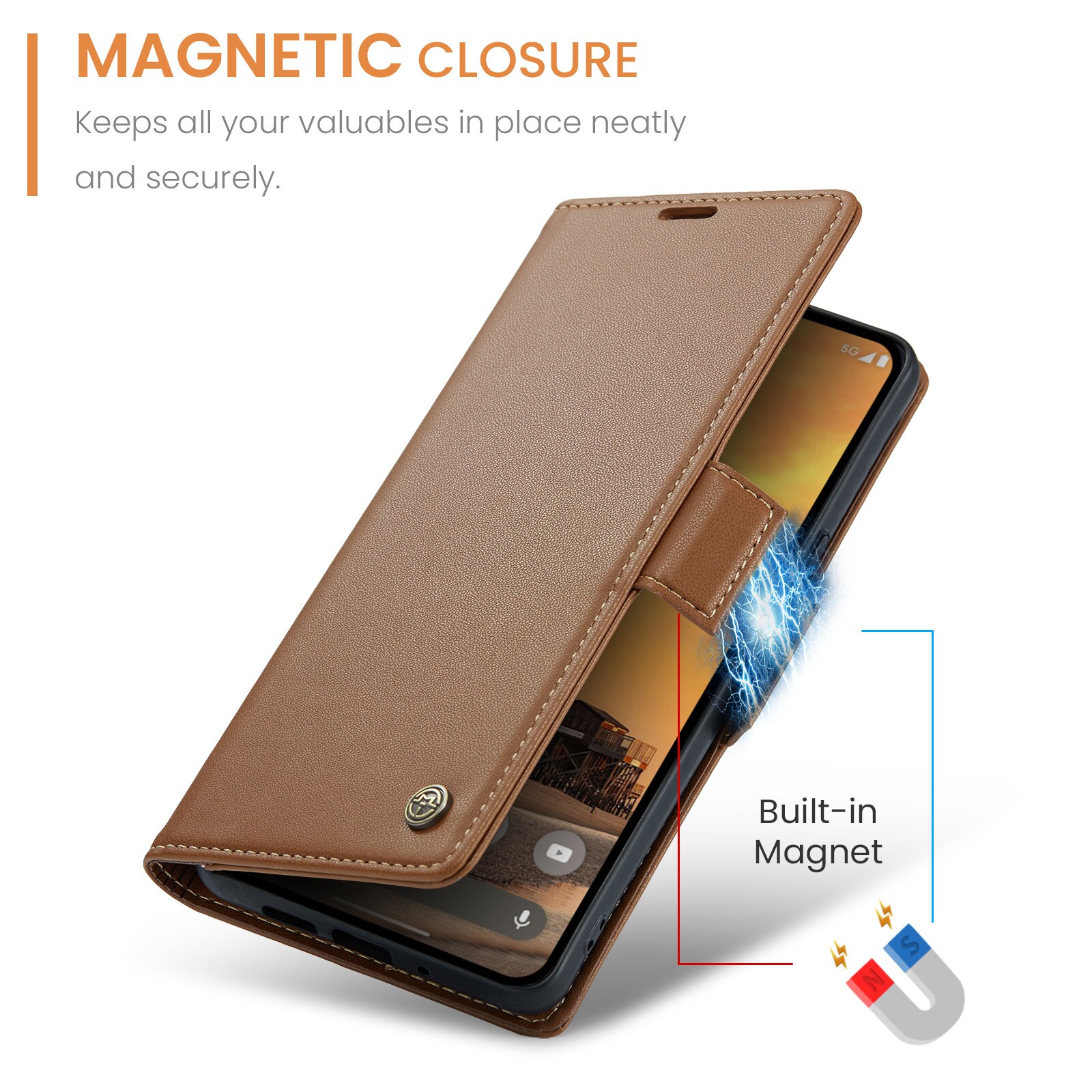 Google Pixel 10 Pro Slankt RFID-pungetui, Brun
