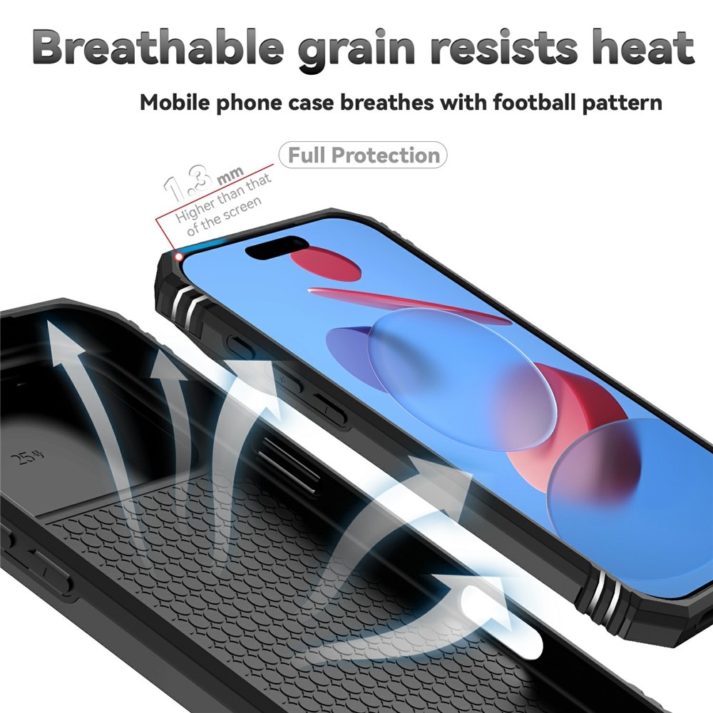 iPhone 17 Pro Cover med kamerabeskyttelse & fingerring, Sort
