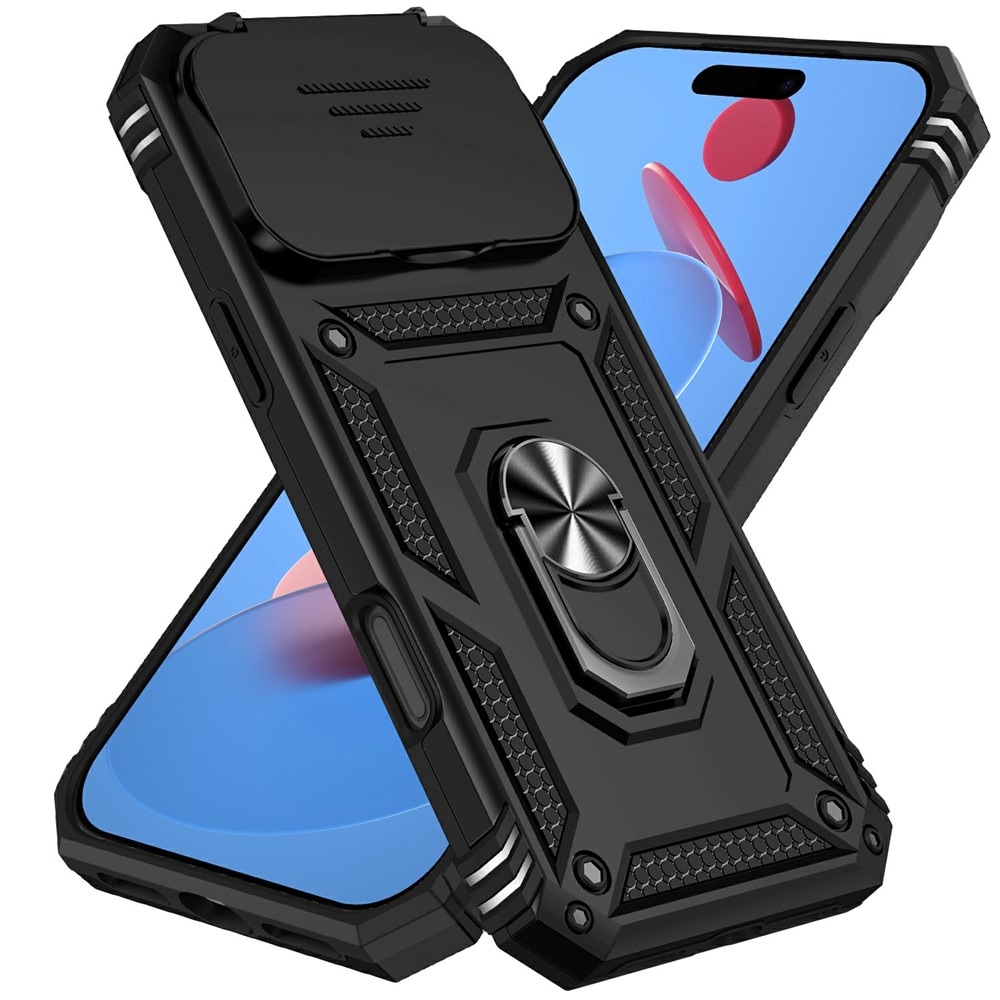 iPhone 17 Pro Cover med kamerabeskyttelse & fingerring, Sort
