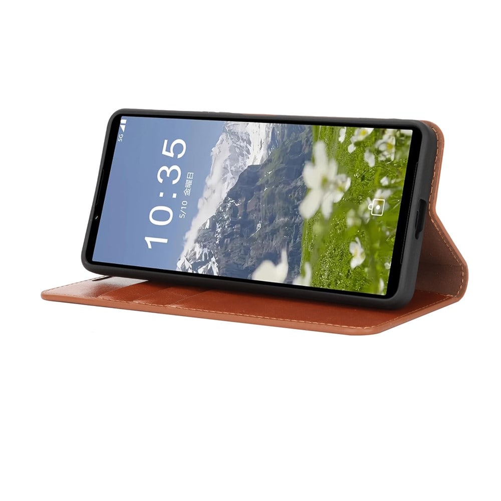 Sony Xperia 1 VII Smidigt mobiletui i ægte læder, Brun