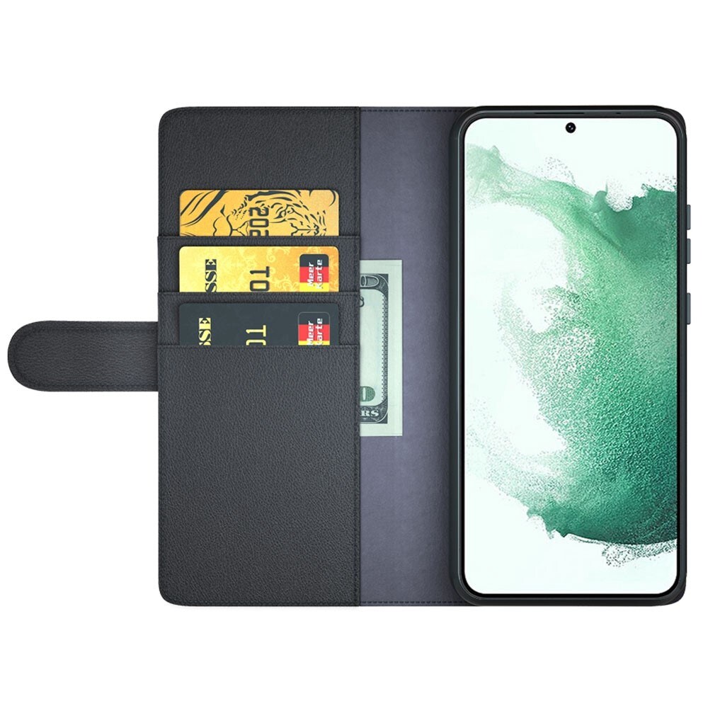 Samsung Galaxy S23 Plus Slankt mobiletui i ægte læder, Sort