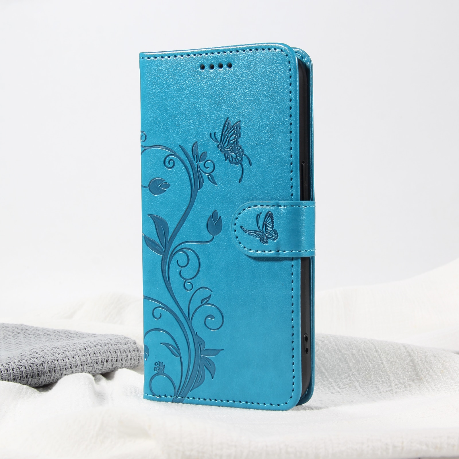 Oppo Reno 14 F Mobiletui med sommerfugle, Blå