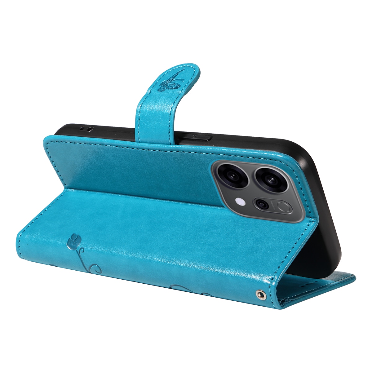 Oppo Reno 14 F Mobiletui med sommerfugle, Blå