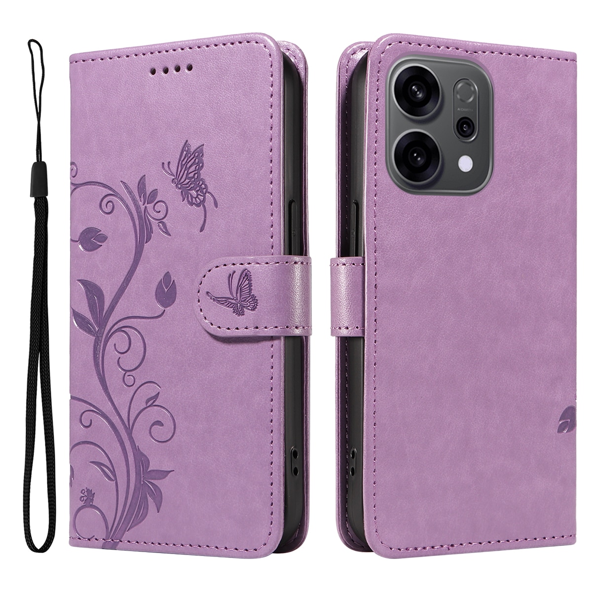 Oppo Reno 14 Mobiletui med sommerfugle, Lilla