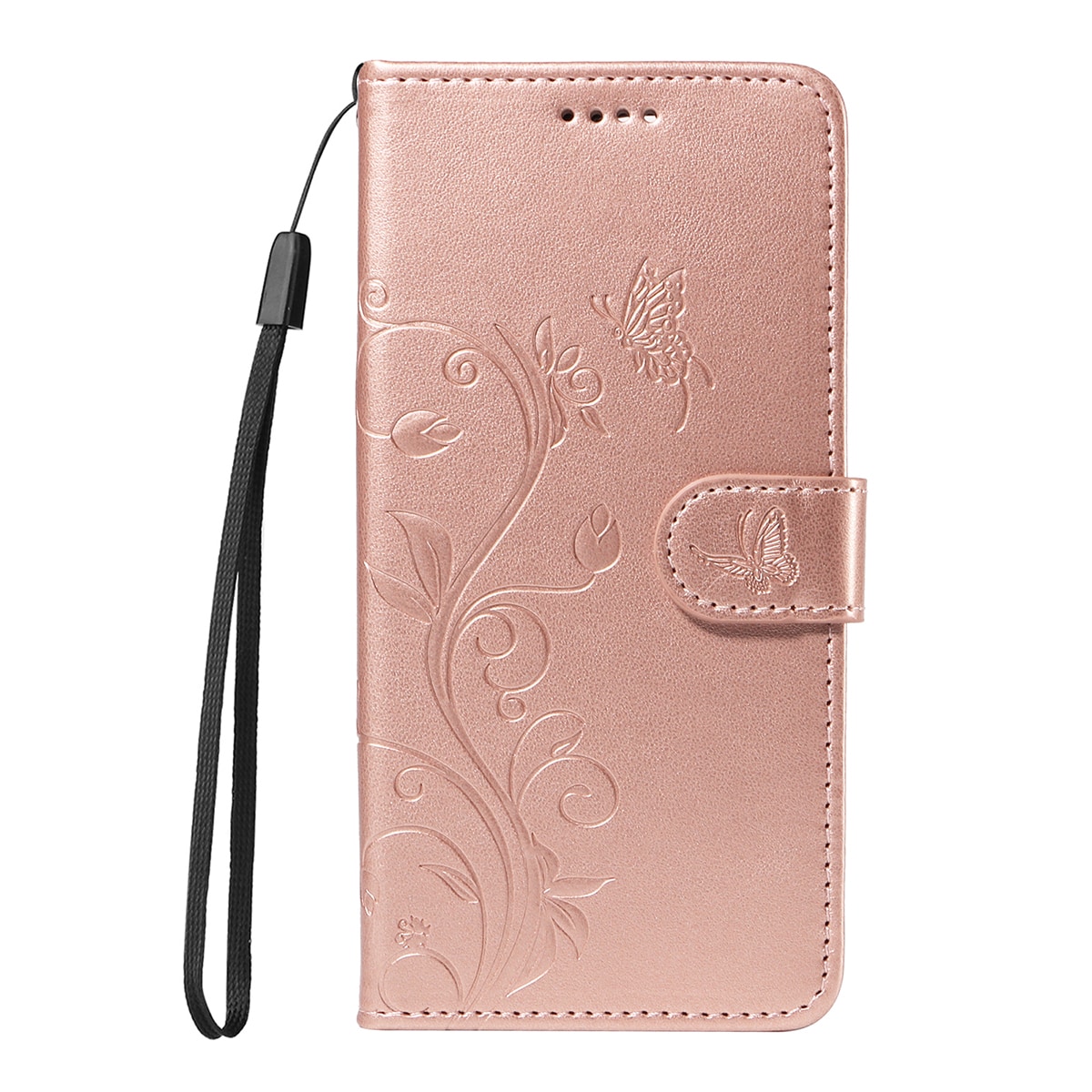 Oppo Reno 14 Mobiletui med sommerfugle, Rose guld