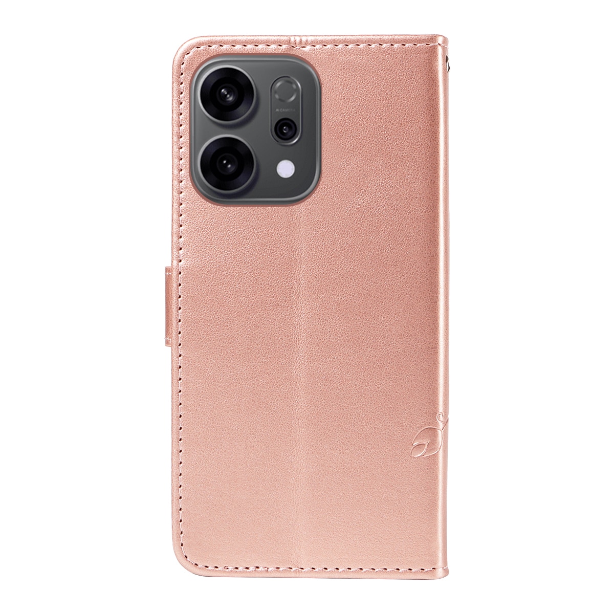 Oppo Reno 14 Mobiletui med sommerfugle, Rose guld