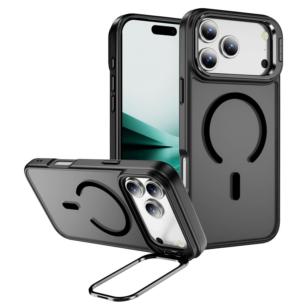 iPhone 17 Pro Max Hybridcover med MagSafe og kickstand, Sort