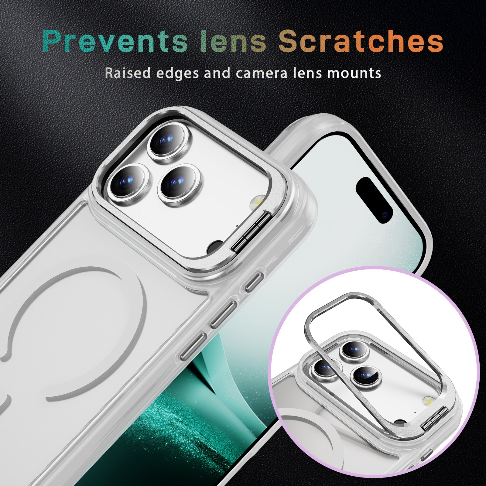 iPhone 17 Pro Max Hybridcover med MagSafe og kickstand, Gennemsigtig