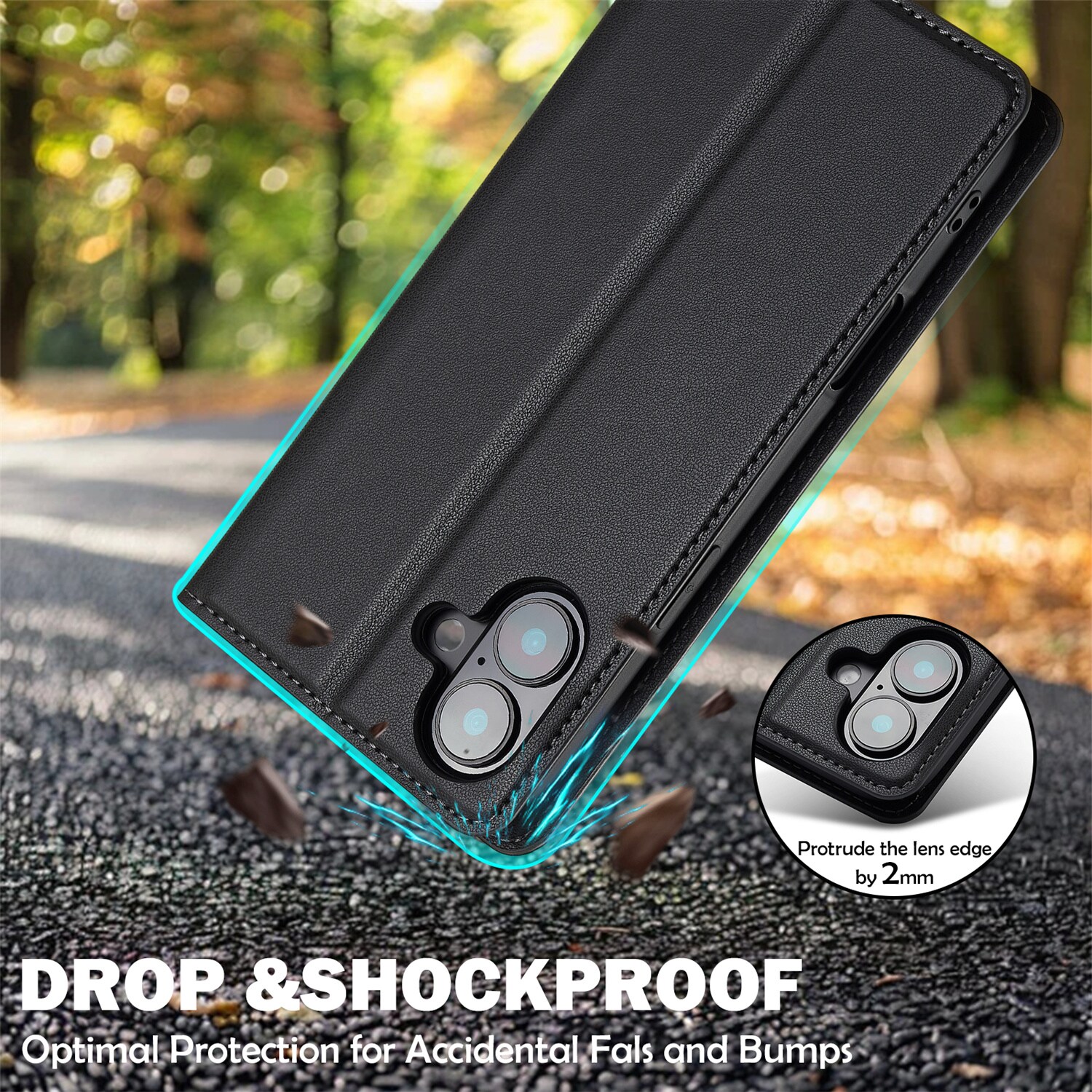 iPhone 17 Slankt pungcover, Sort