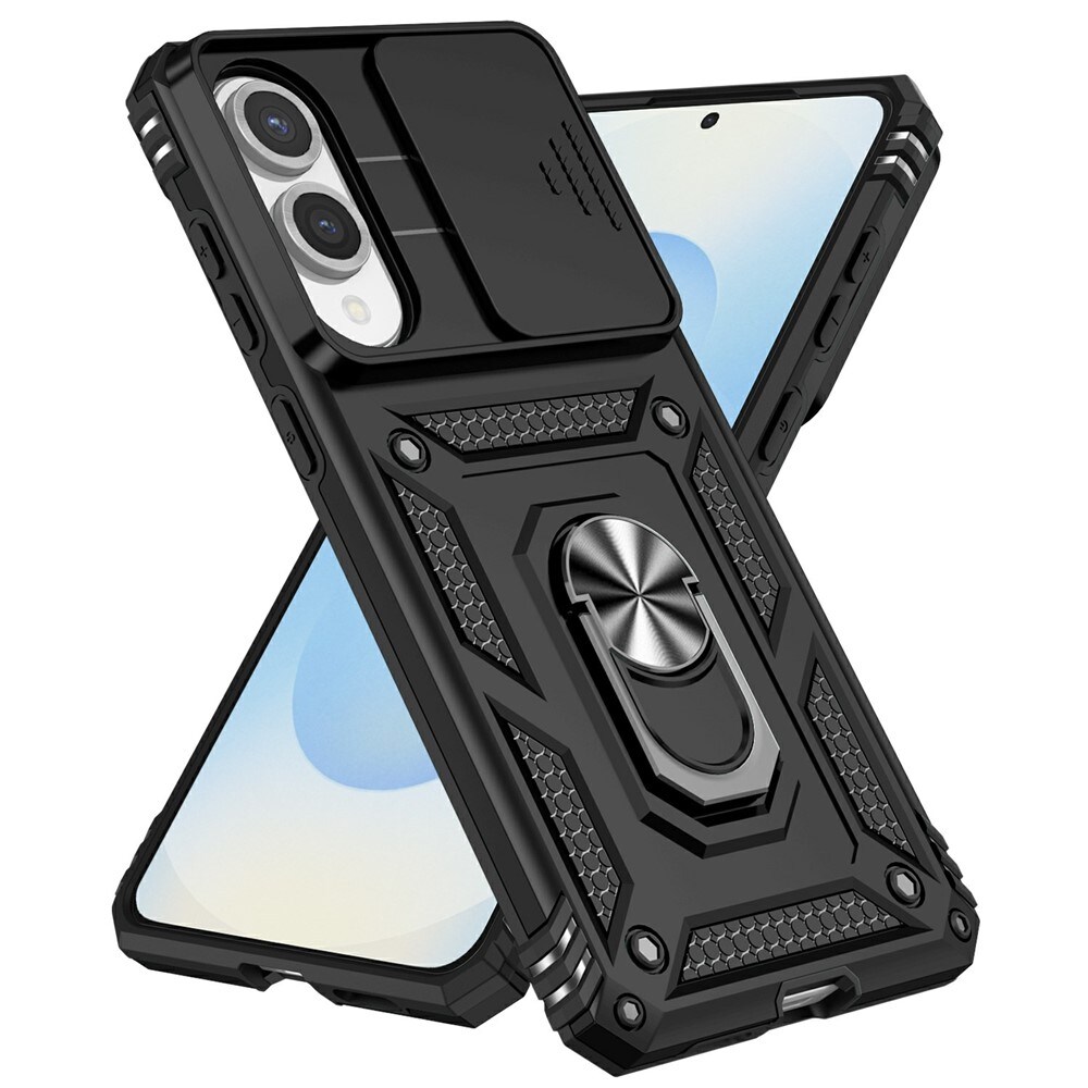 Samsung Galaxy S25 Edge Cover med kamerabeskyttelse & fingerring, Sort