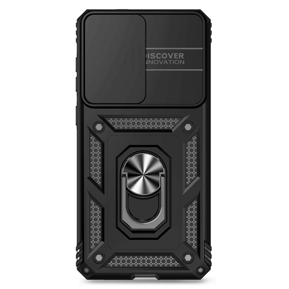 Samsung Galaxy S25 Edge Cover med kamerabeskyttelse & fingerring, Sort
