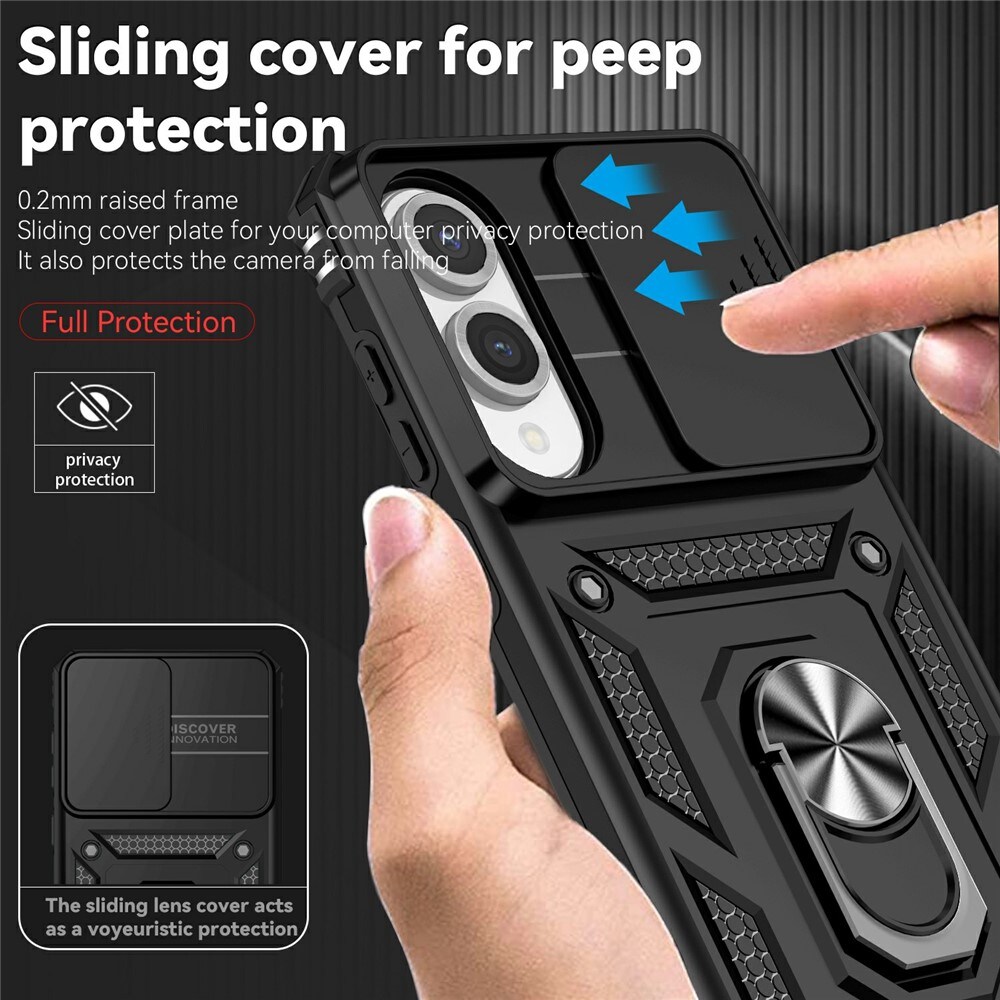 Samsung Galaxy S25 Edge Cover med kamerabeskyttelse & fingerring, Sort