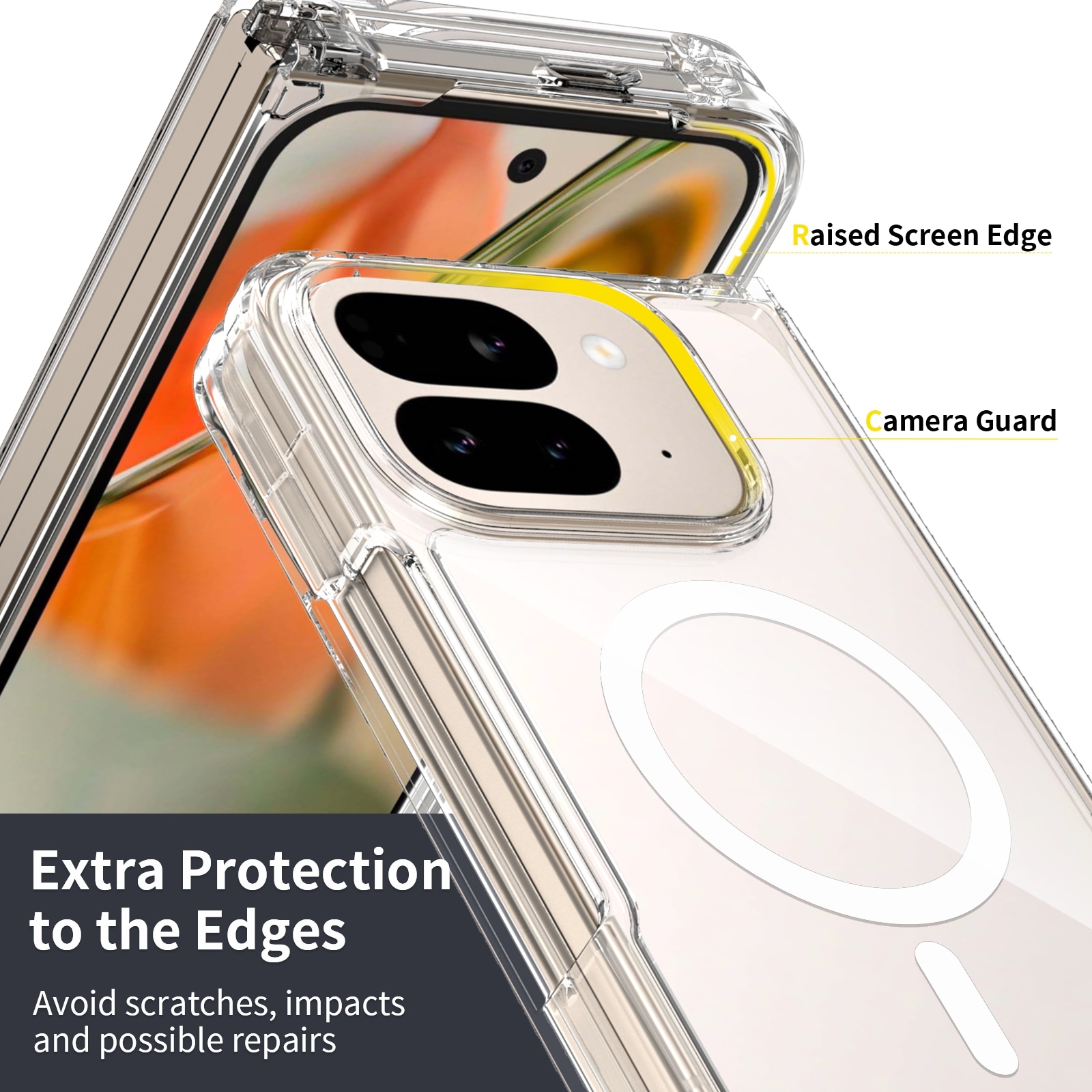 Google Pixel 10 Pro Fold MagSafe Hybrid-cover, Gennemsigtig
