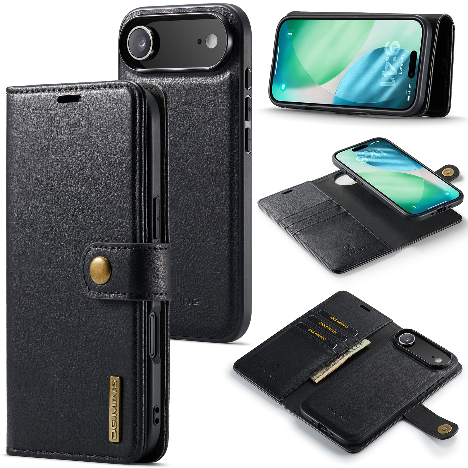 iPhone 17 Air Pungetui med aftageligt cover, Black