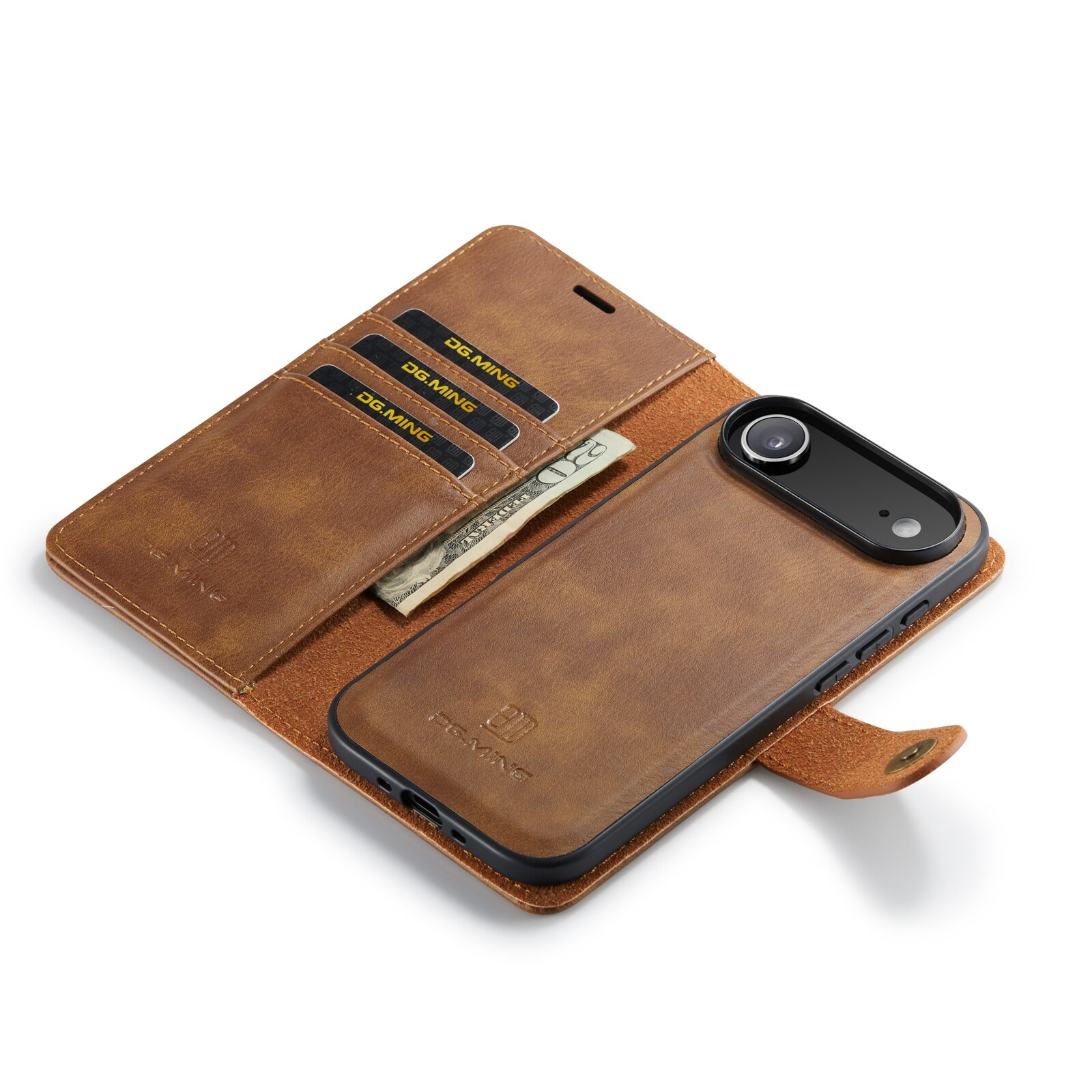 iPhone 17 Air Pungetui med aftageligt cover, Cognac