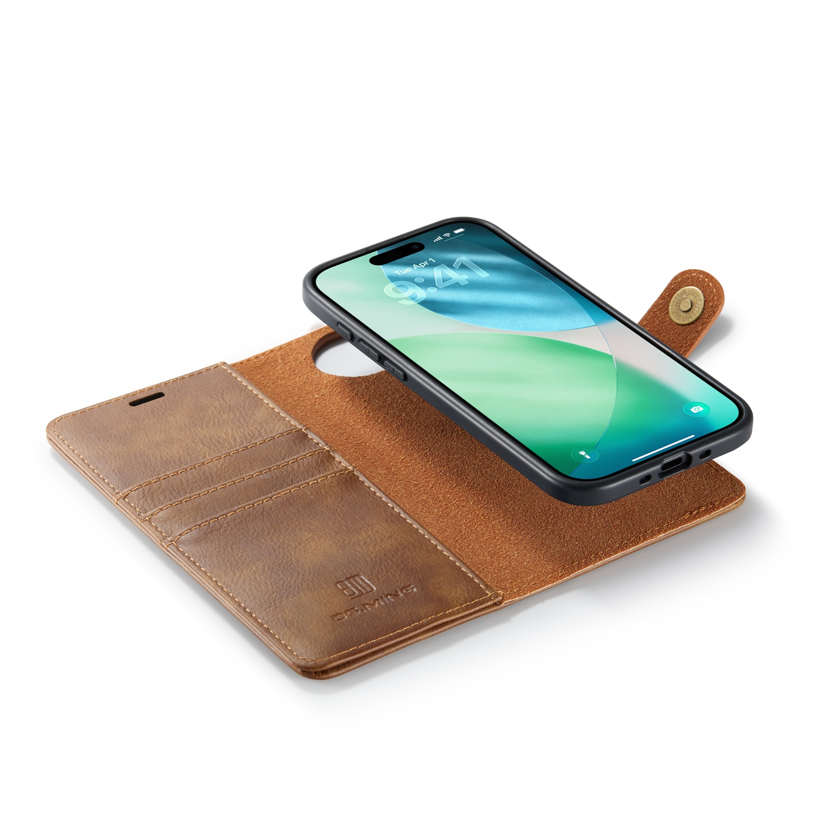 iPhone 17 Air Pungetui med aftageligt cover, Cognac