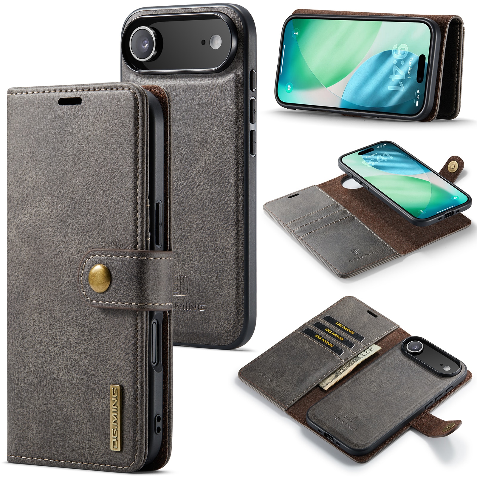 iPhone 17 Air Pungetui med aftageligt cover, Brown