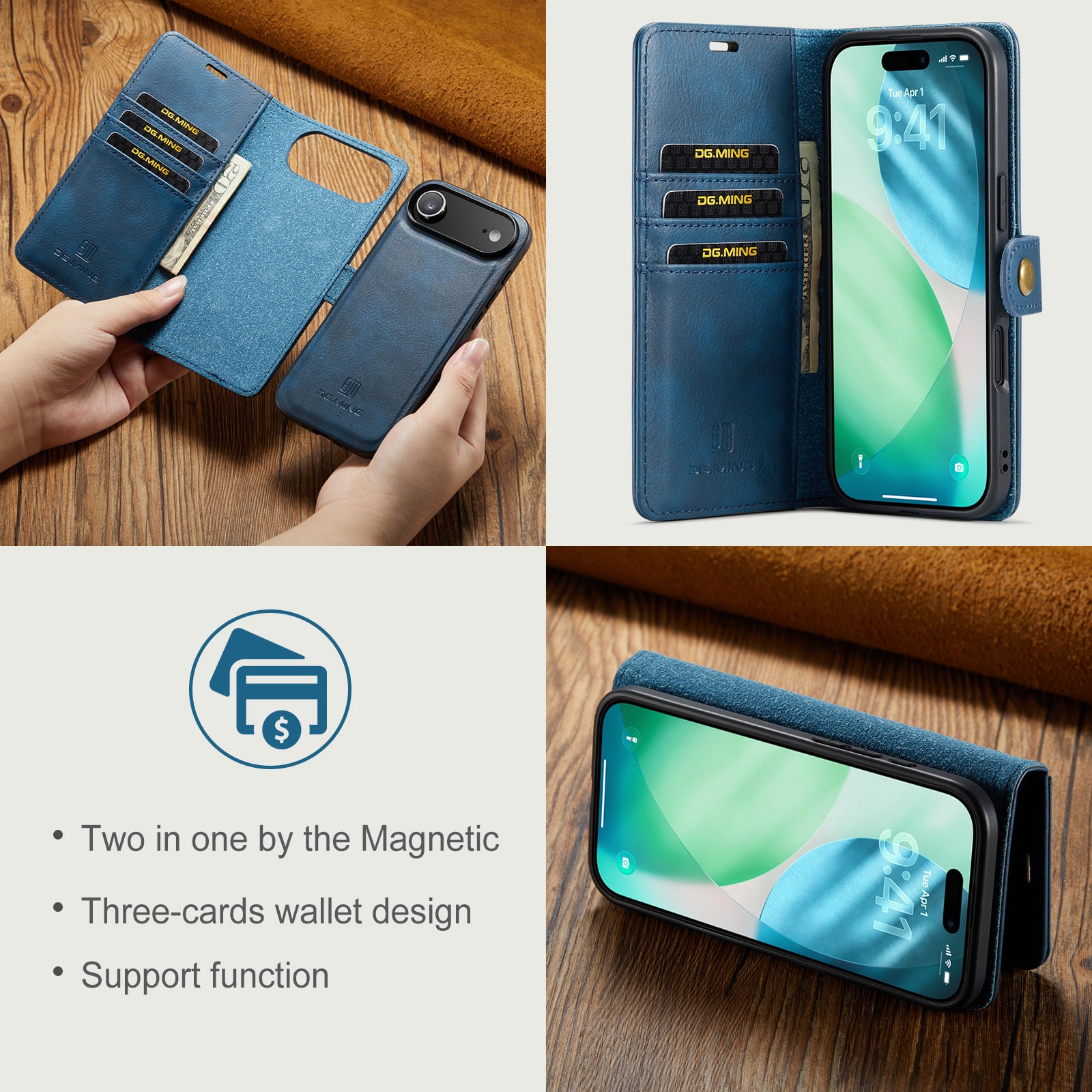 iPhone 17 Air Pungetui med aftageligt cover, Blue