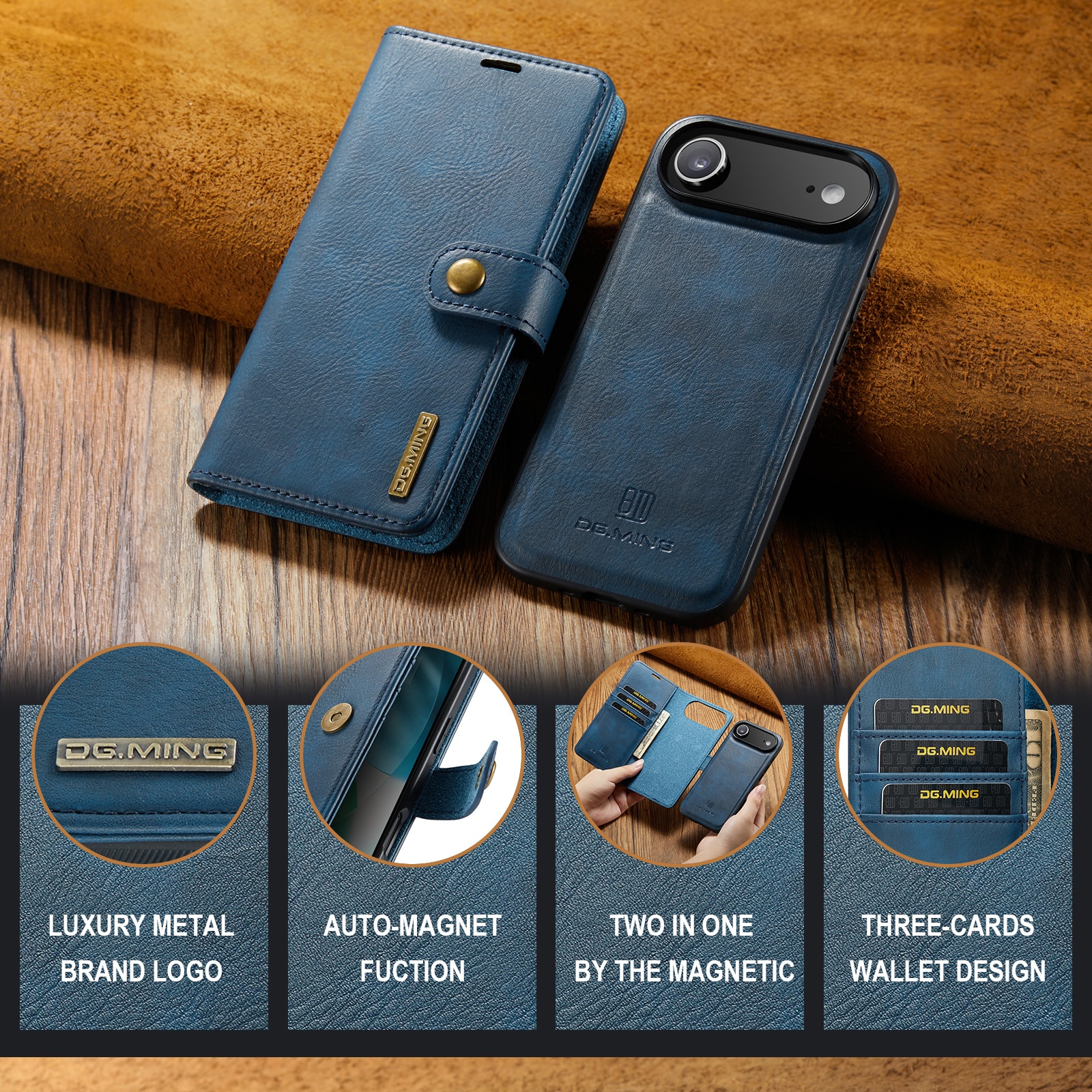 iPhone 17 Air Pungetui med aftageligt cover, Blue