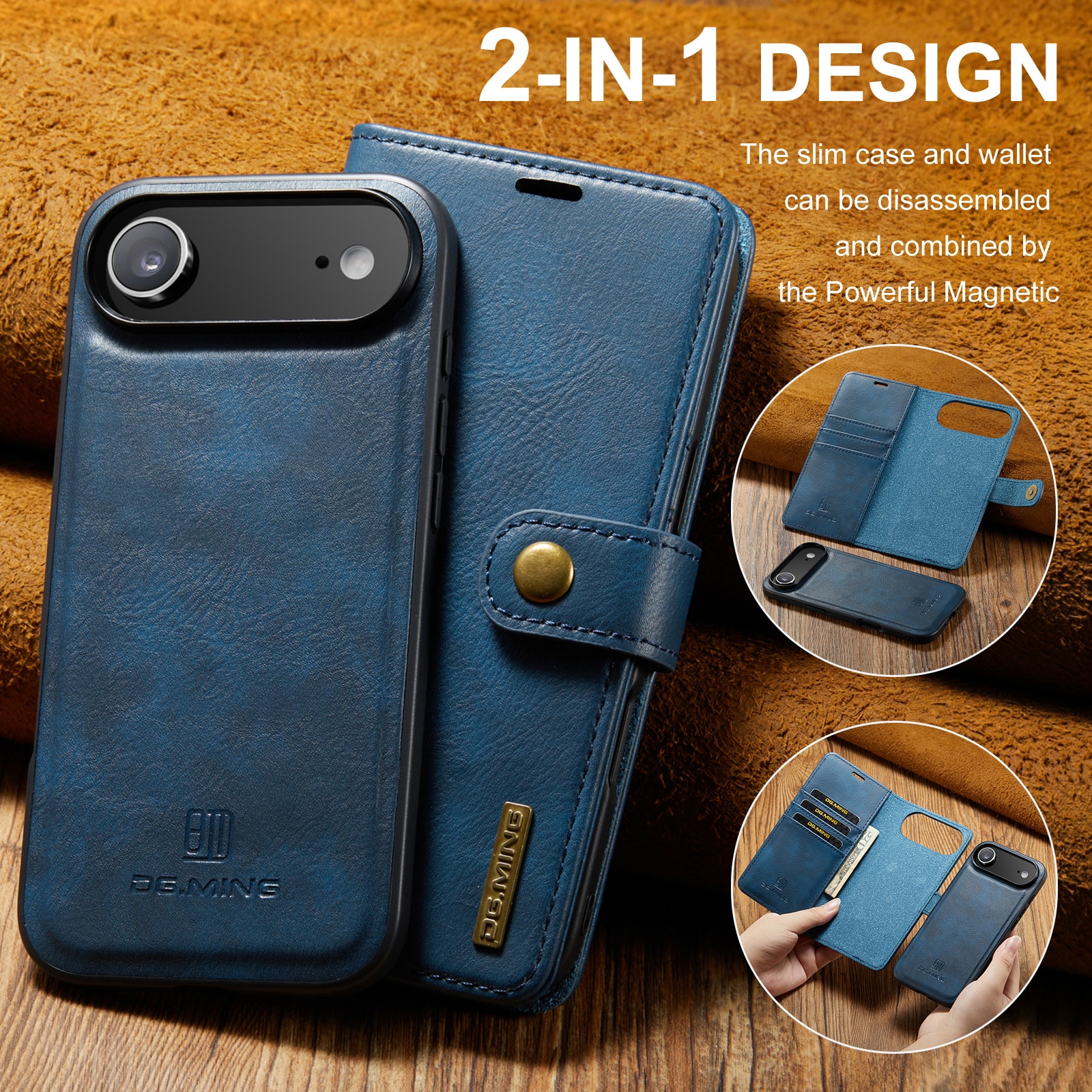 iPhone 17 Air Pungetui med aftageligt cover, Blue