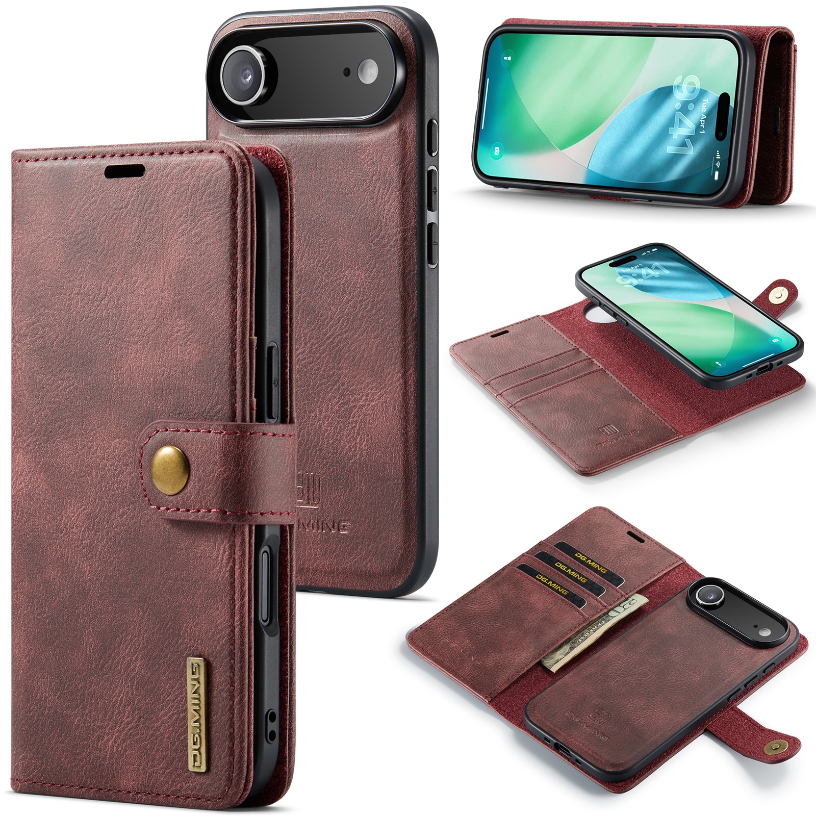 iPhone 17 Air Pungetui med aftageligt cover, Red