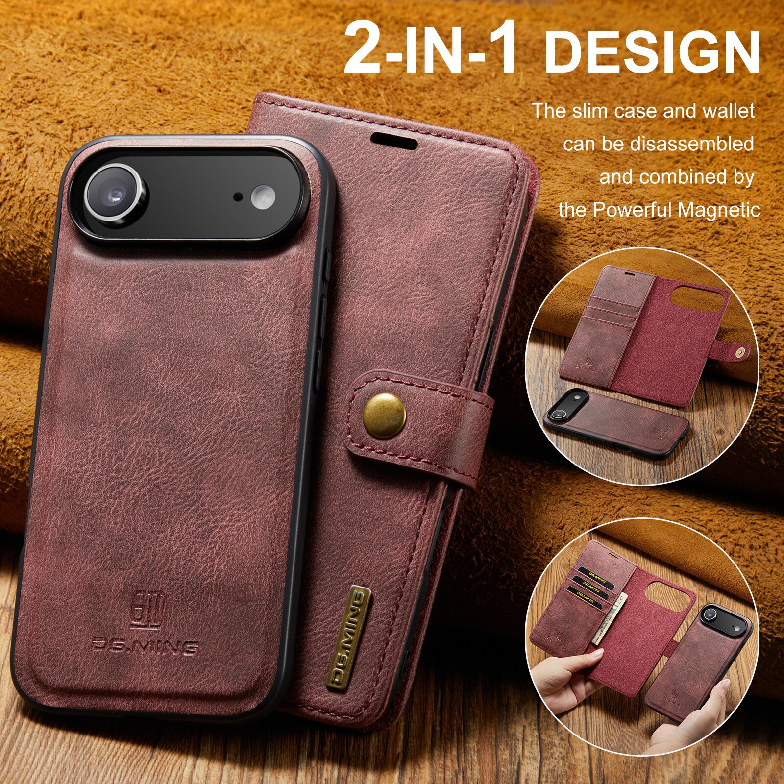 iPhone 17 Air Pungetui med aftageligt cover, Red