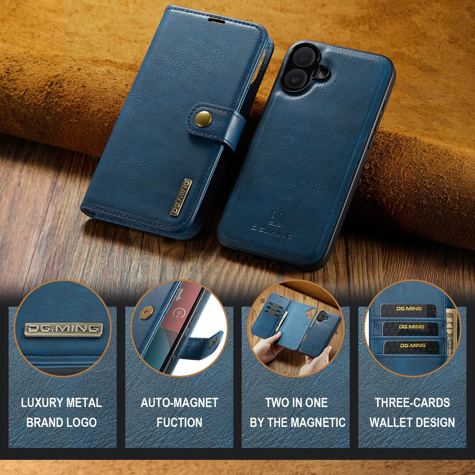 iPhone 17 Pungetui med aftageligt cover, Blue