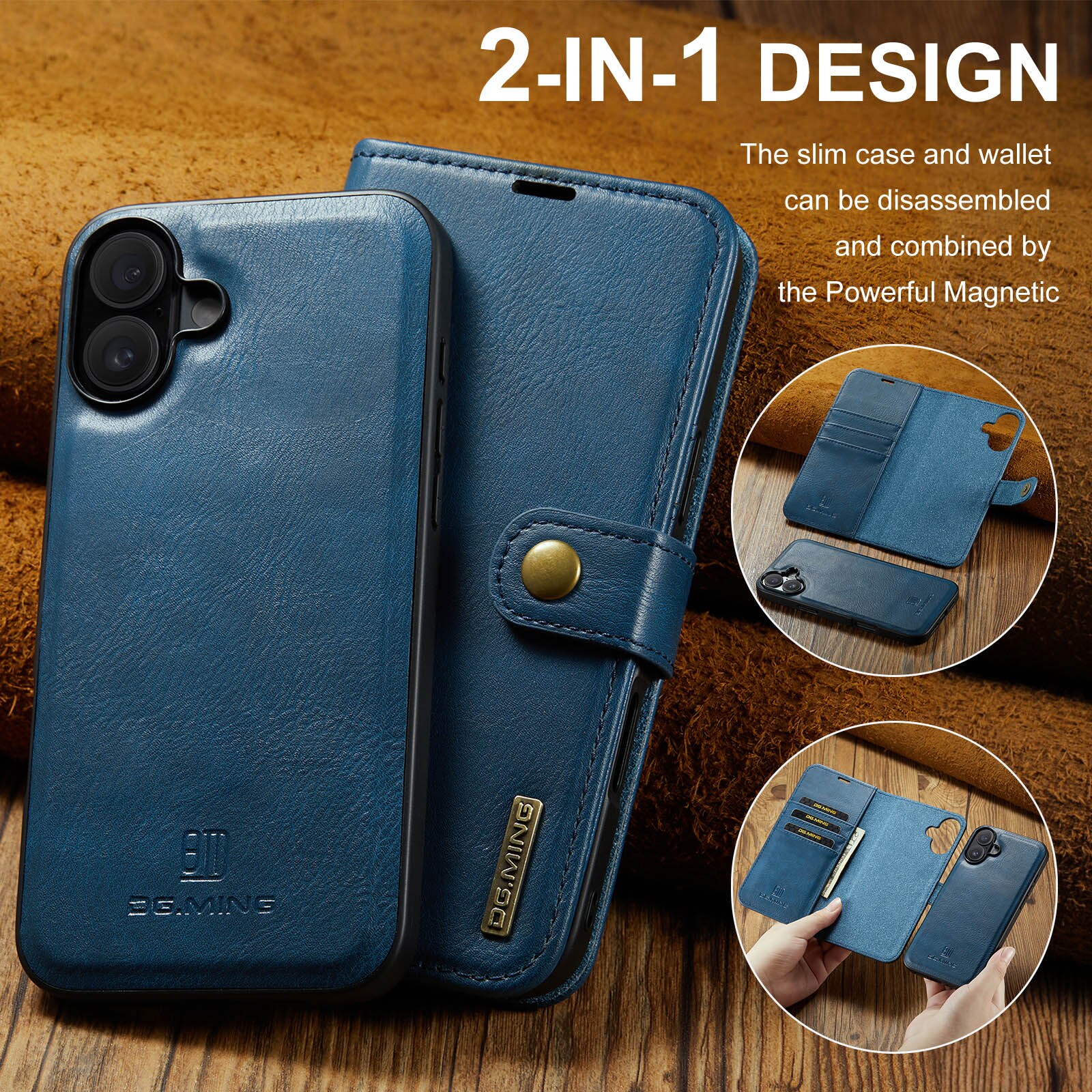 iPhone 17 Pungetui med aftageligt cover, Blue
