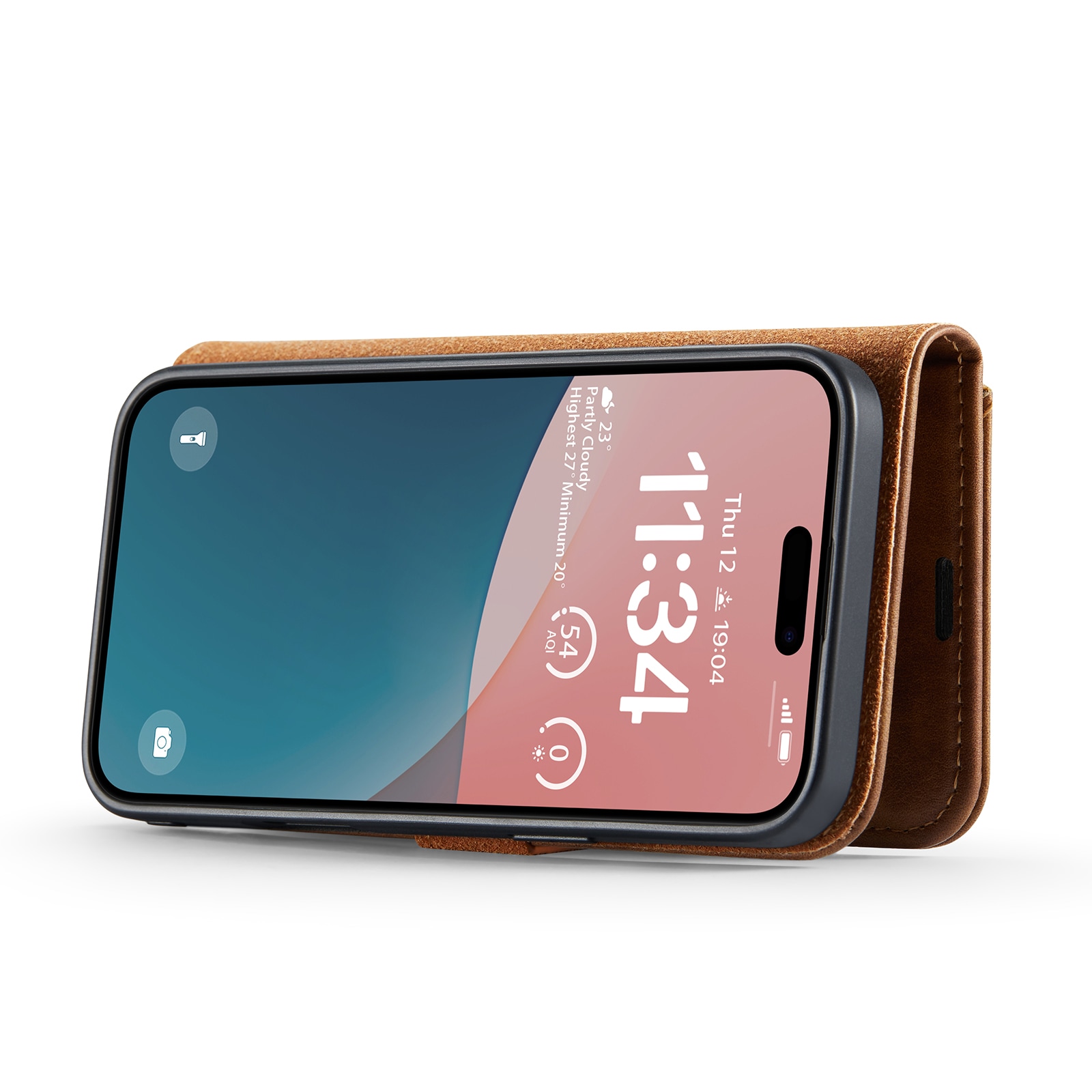 iPhone 17 Pungetui med aftageligt cover, Cognac