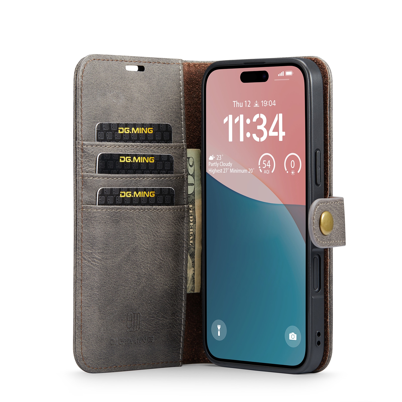 iPhone 17 Pungetui med aftageligt cover, Brown