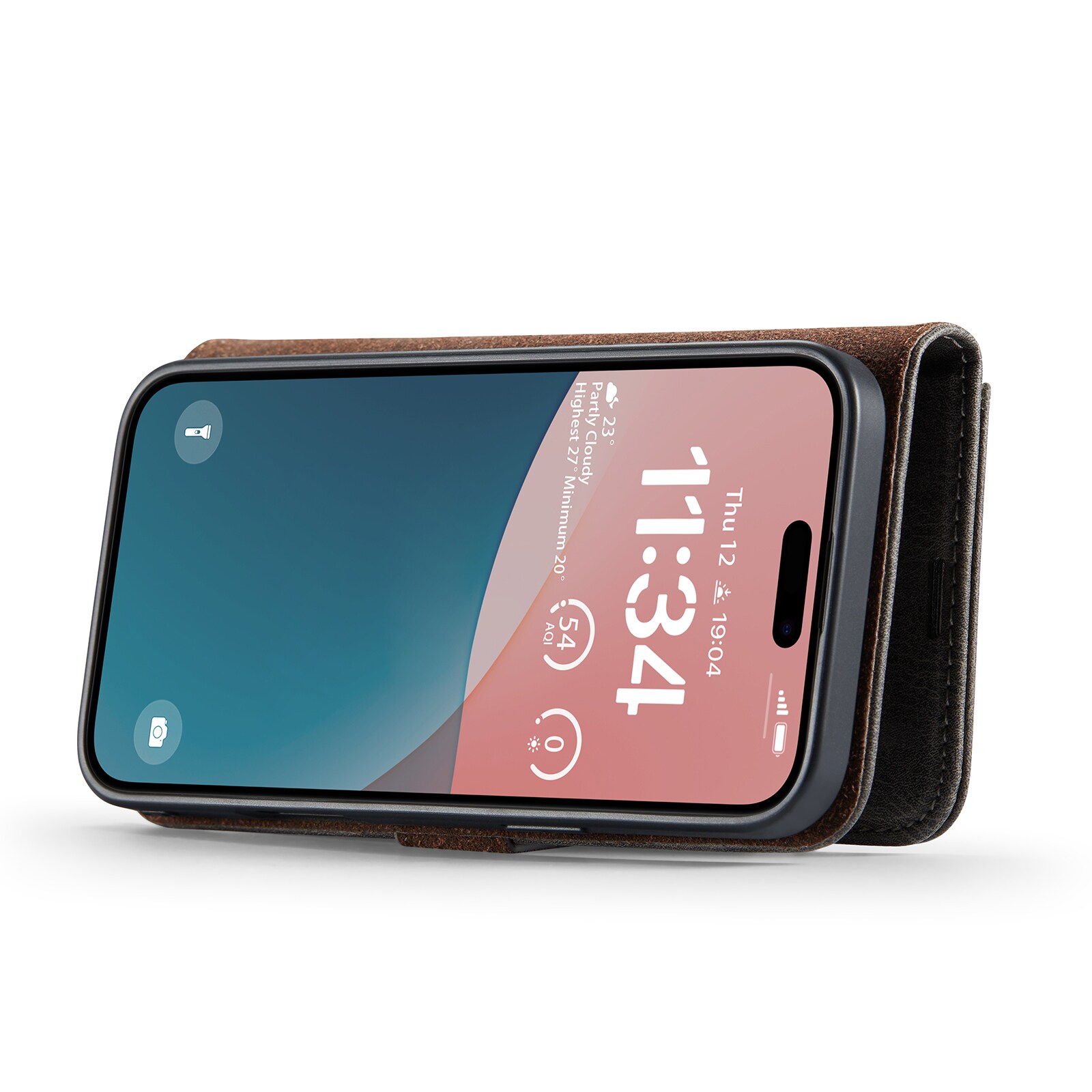 iPhone 17 Pungetui med aftageligt cover, Brown