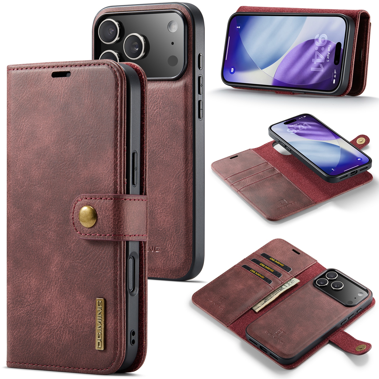 iPhone 17 Pro Pungetui med aftageligt cover, Red