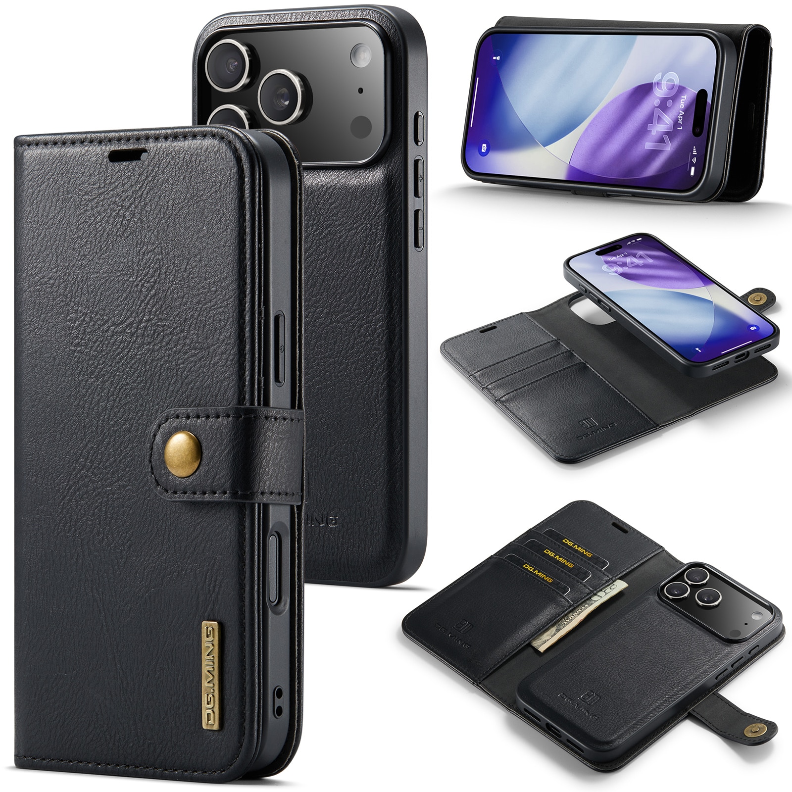 iPhone 17 Pro Pungetui med aftageligt cover, Black