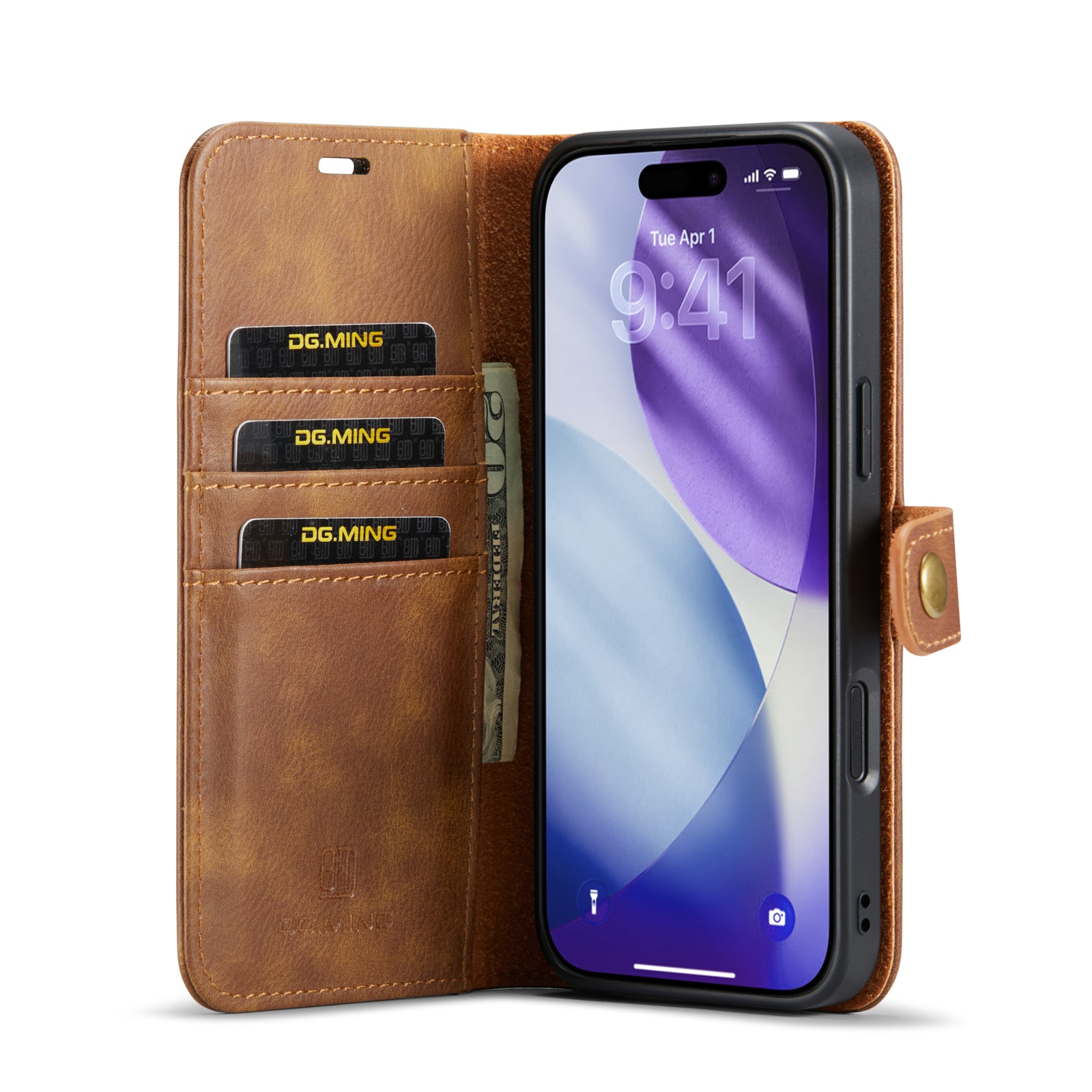 iPhone 17 Pro Pungetui med aftageligt cover, Cognac
