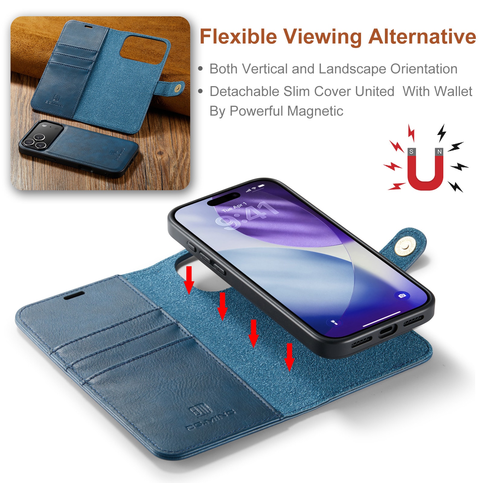 iPhone 17 Pro Pungetui med aftageligt cover, Blue