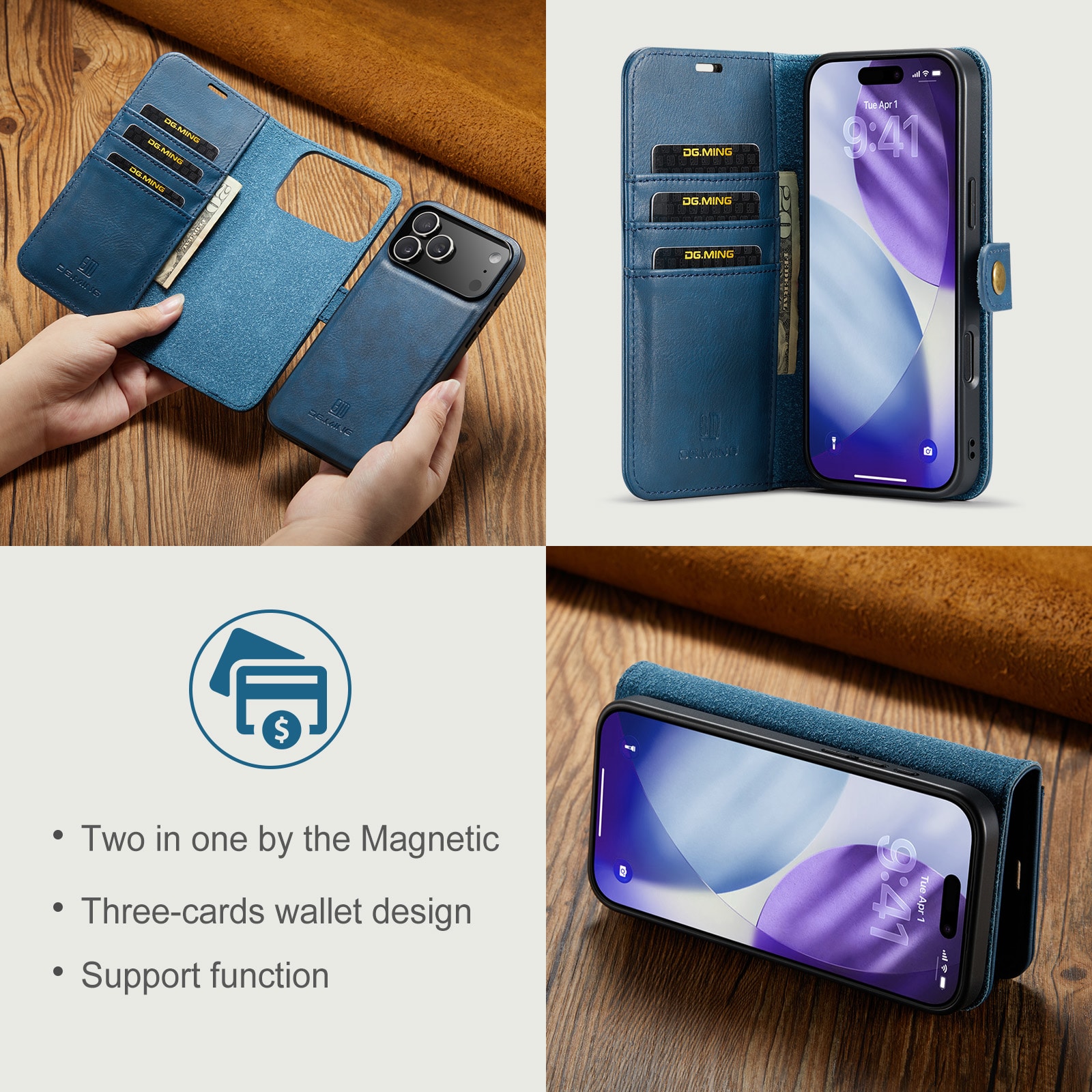 iPhone 17 Pro Pungetui med aftageligt cover, Blue