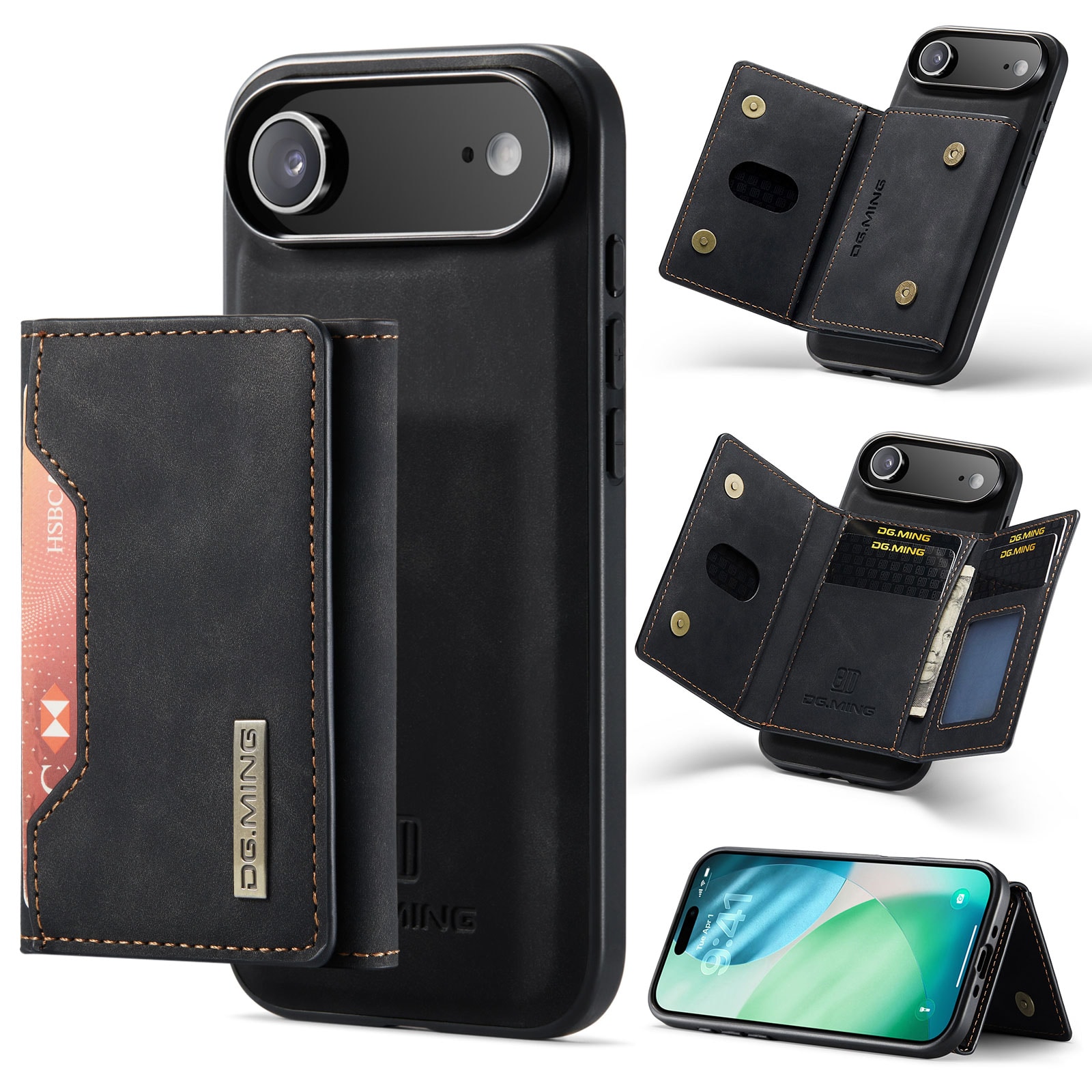 iPhone 17 Air Cover med aftagelig pung, Sort
