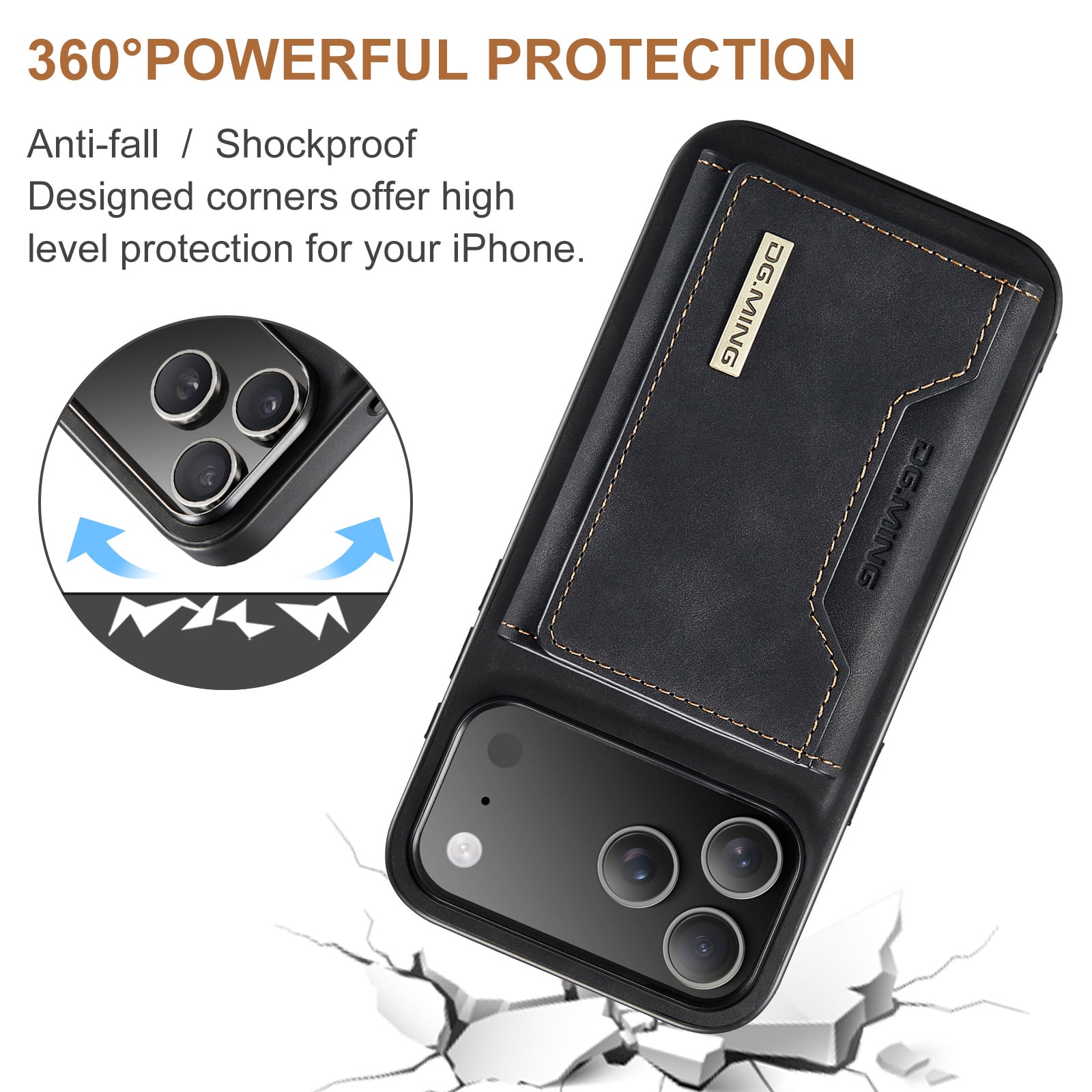 iPhone 17 Pro Cover med aftagelig pung, Sort