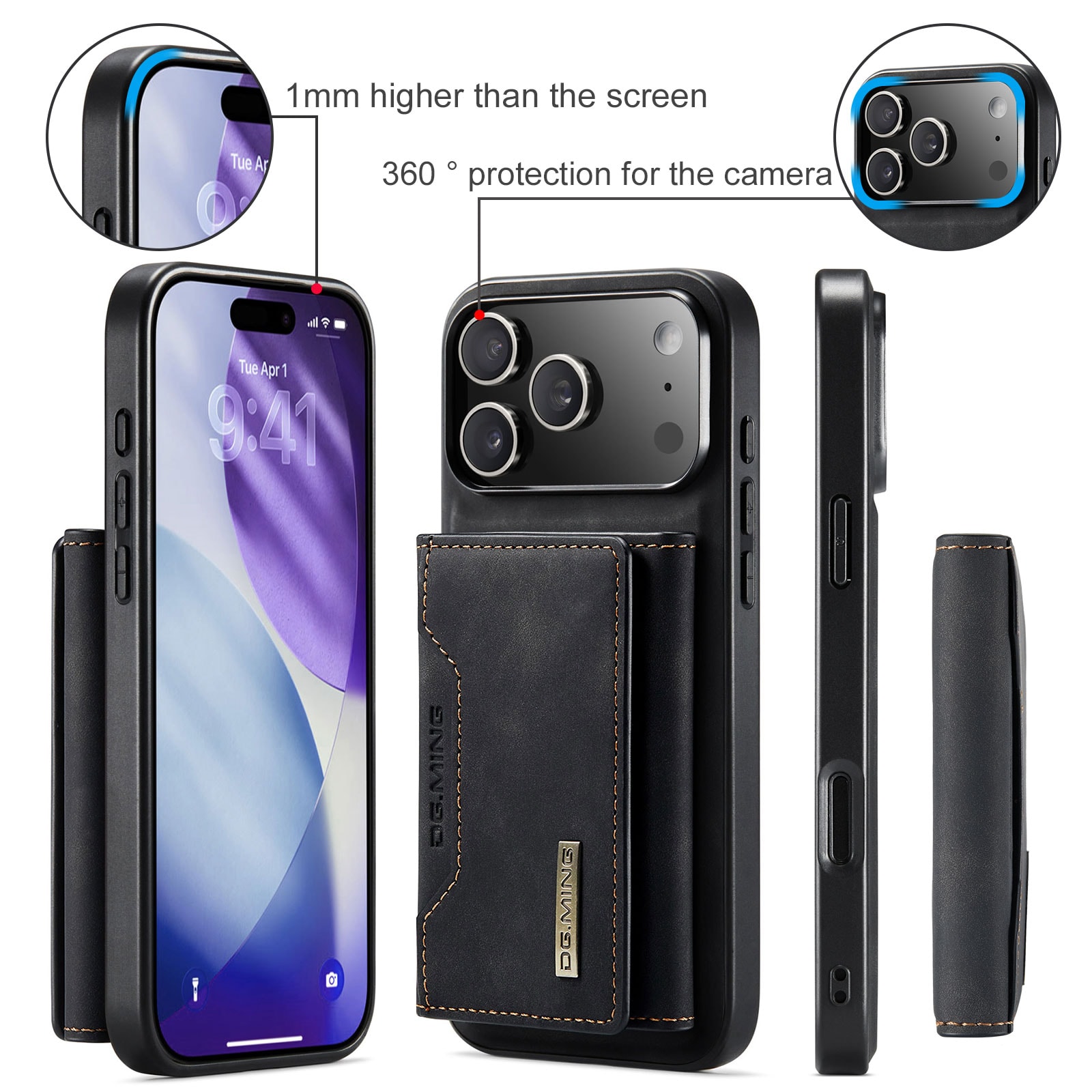 iPhone 17 Pro Cover med aftagelig pung, Sort