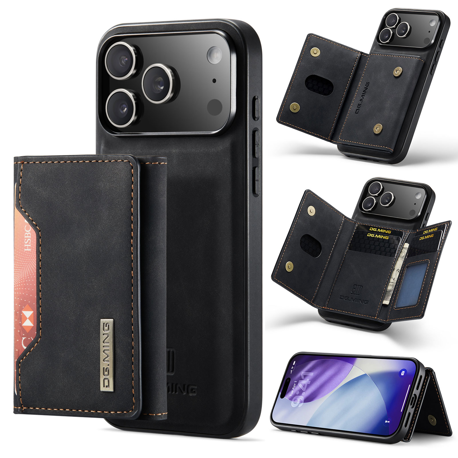 iPhone 17 Pro Max Cover med aftagelig pung, Sort